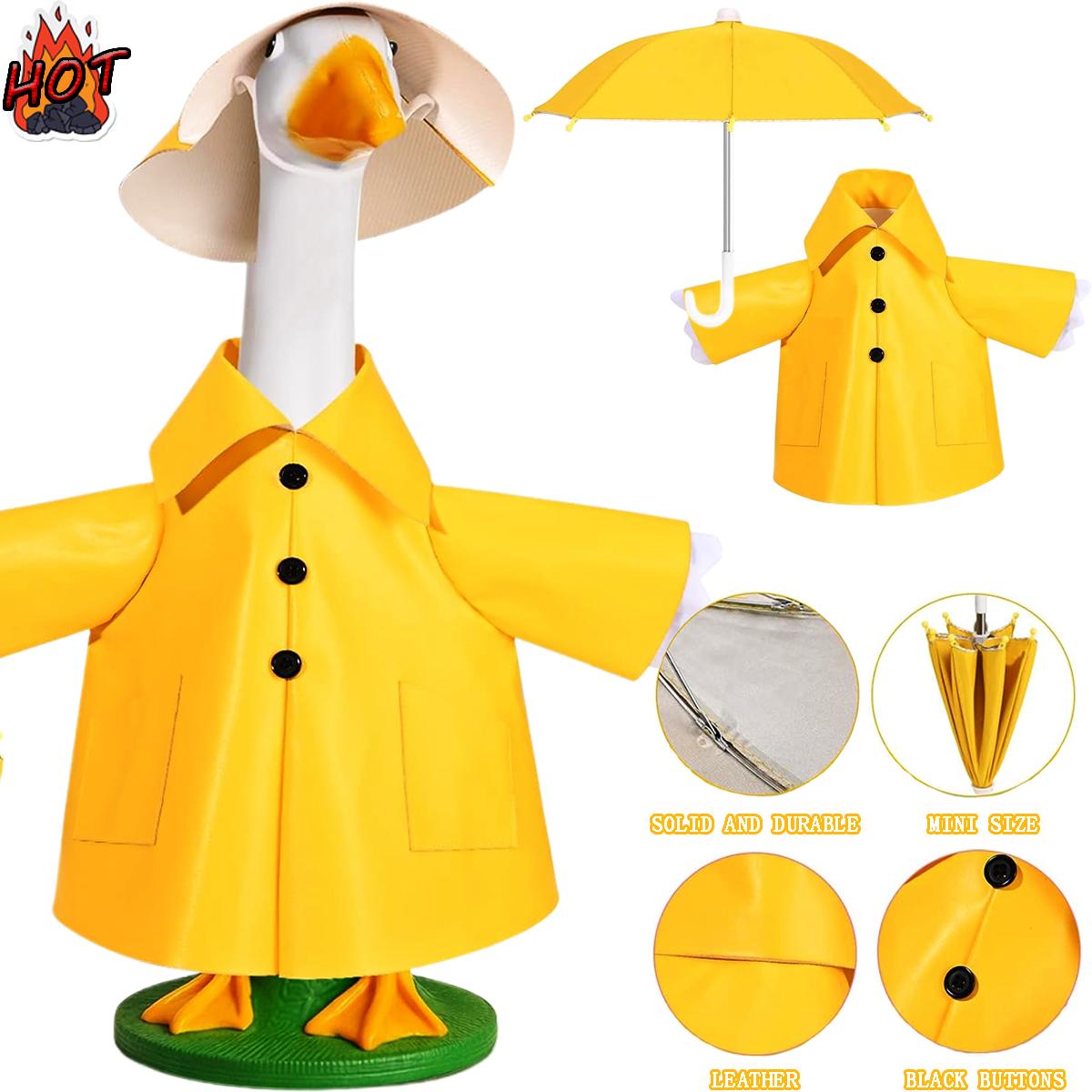 23Inch Porch Goose Raincoat Outfits – Summer Lawn Goose Clothes, Courtyard Goose Costumes, Home Decor & Housewarming Gift, Statue Patio Garden Decoration
