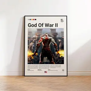 Vintage God Of War 2 Gaming Poster - Ideal Gift For Gaming Room Decor