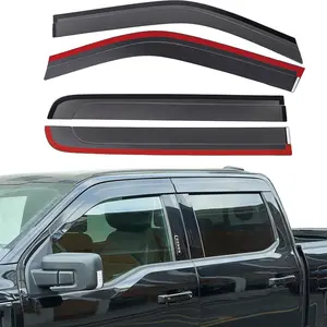 Low Profile Vent Visor for 2015-2026 Ford F150 & 2017-2026 F-150 Raptor Crew Cab Outside Mount Car Window Rain Guards Deflectors Vent Shades Accessories Tape-on - Truck slim style in-channel extra durable rain guard