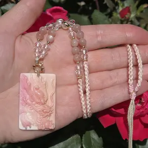Stunning Pink Queen Conch Shell Carved Necklaces