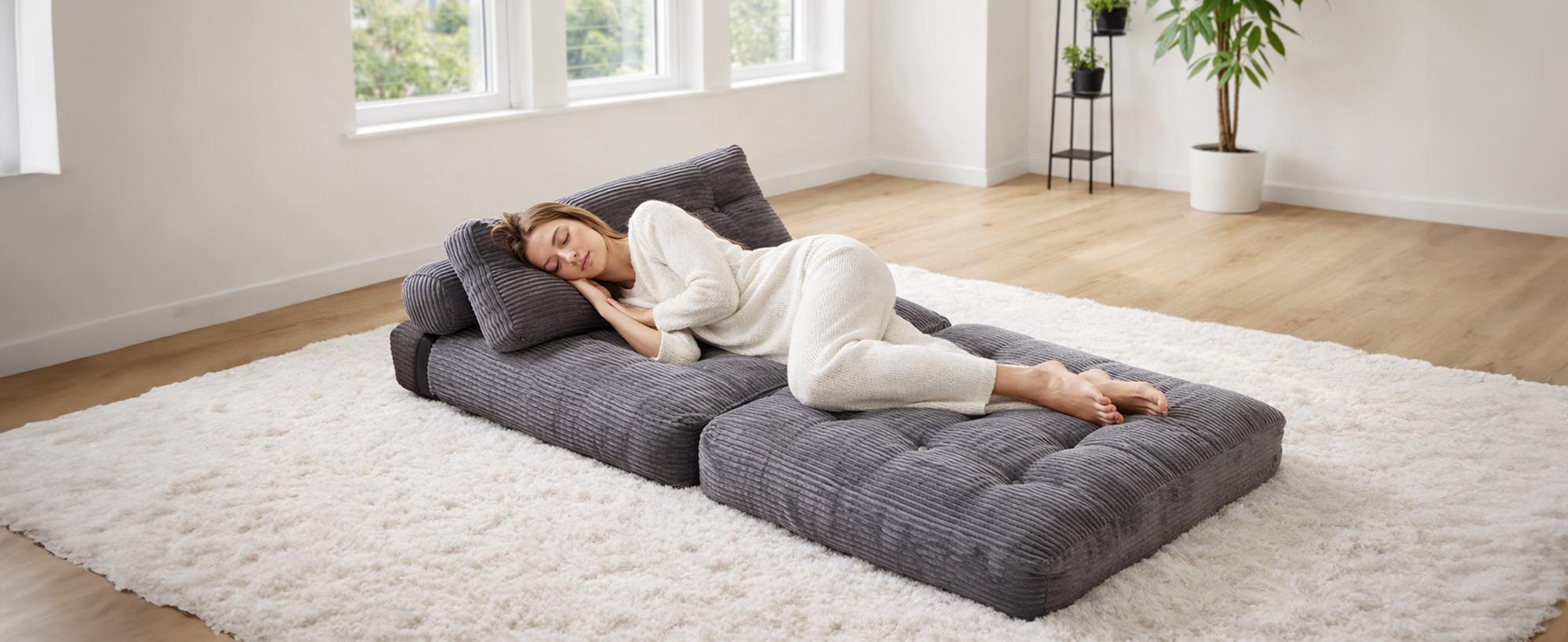 HARBORA 3-in-1 Corduroy Folding Sofa Bed, Tufted Convertible Sleeper Chair with Back Support, Fold-Out Floor Lounger for Small Spaces, Living Room, Bedroom and Apartment,bonelesscouches comfy couch,back-to-school season
