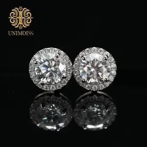 Unimoiss Multi-Stone Lab-Created Moissanite Stud Earrings | S925 Sterling Silver Screw Back | Unisex Hypoallergenic Tarnish-Resistant | Daily/Party/Banquet/Christmas/Anniversary Gift