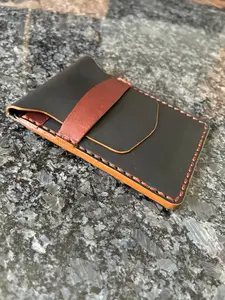 Crazy Horse water buffalo flip top minimalist leather wallet