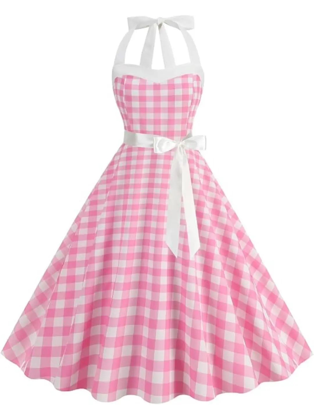 Womens 50s Polka Dot Dress Mid Century Retro A-Line Fancy Dress for Adults