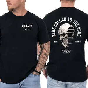 Blue Collar To The Bone T-Shirt, Skull Workman Graphic Tee, Rugged Blue Collar Shirt for Workers & Tradesmen, Gift for Hardworking Men
