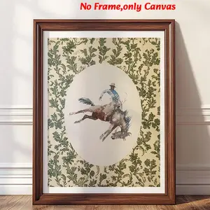 1 pc, wall art, vintage poster, man on horseback art print, aesthetic greenery canvas print by nancy meyers, bedroom decor, living room decor aesthetic, room decor, housewarming gift, unframed