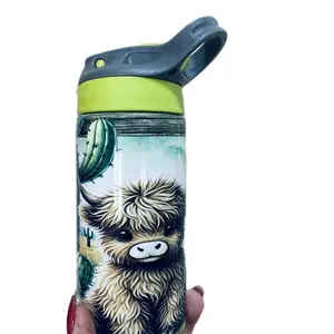 Highland Cow Kids 12oz Tumbler - Personalized Option Available with Name for an Additional Fee of $4.00 - Bottle, Drinkware