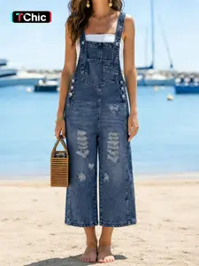 Loose-Fit Women's Denim Overalls, Casual Stylish Aesthetic Jumpsuit for Everyday Wear, Perfect for Summer and Spring, Strap