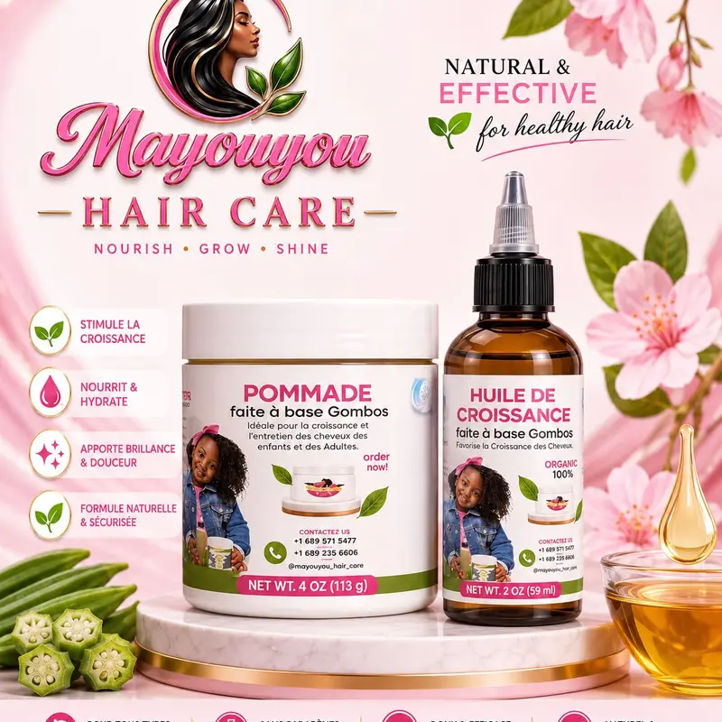 Mayouyou Kids 2-Piece Hair Care Set - 4oz Gombos Pommade, 2oz Hair Oil