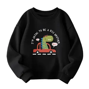 Big Brother Shirt for Toddler Baby Boy Big Bro Announcement Sweatshirt Graphic Tee Crewneck Long Sleeve Shirt for 2-13 Years With Letters and dinosaurs driving cars Pattern