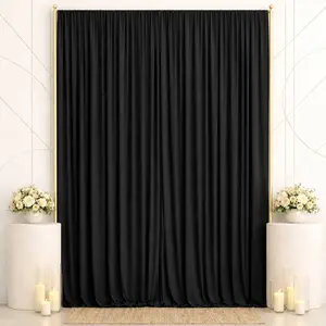 Spandex Backdrop Curtain Black 10ft x 14ft, 4-Way Stretch Wrinkle-Free Photo Booth Backdrop with Rod Pockets for Wedding & Events
