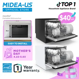 COMFEE’ Portable Mini Dishwasher, Energy Star, Countertop, 6 Place Settings, 8 Washing Programs, Speed, Baby-Care, ECO& Glass, Durable Multifunction for Dorm, RV& Apartment, White, Spring Glow Up, Gift, Mother’s Day