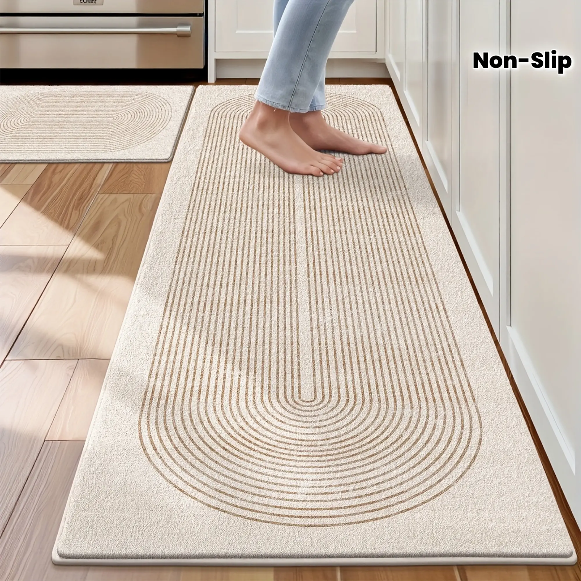 1pc/2pcs Kitchen Mat and Mat Set Non Slip Washable, Kitchen Mats for Floor, Simple Geometric Kitchen Runner Mat Kitchen Mat Set of 2 for Kitchen, Front of Sink, Laundry Room, Hallway Home Decoration