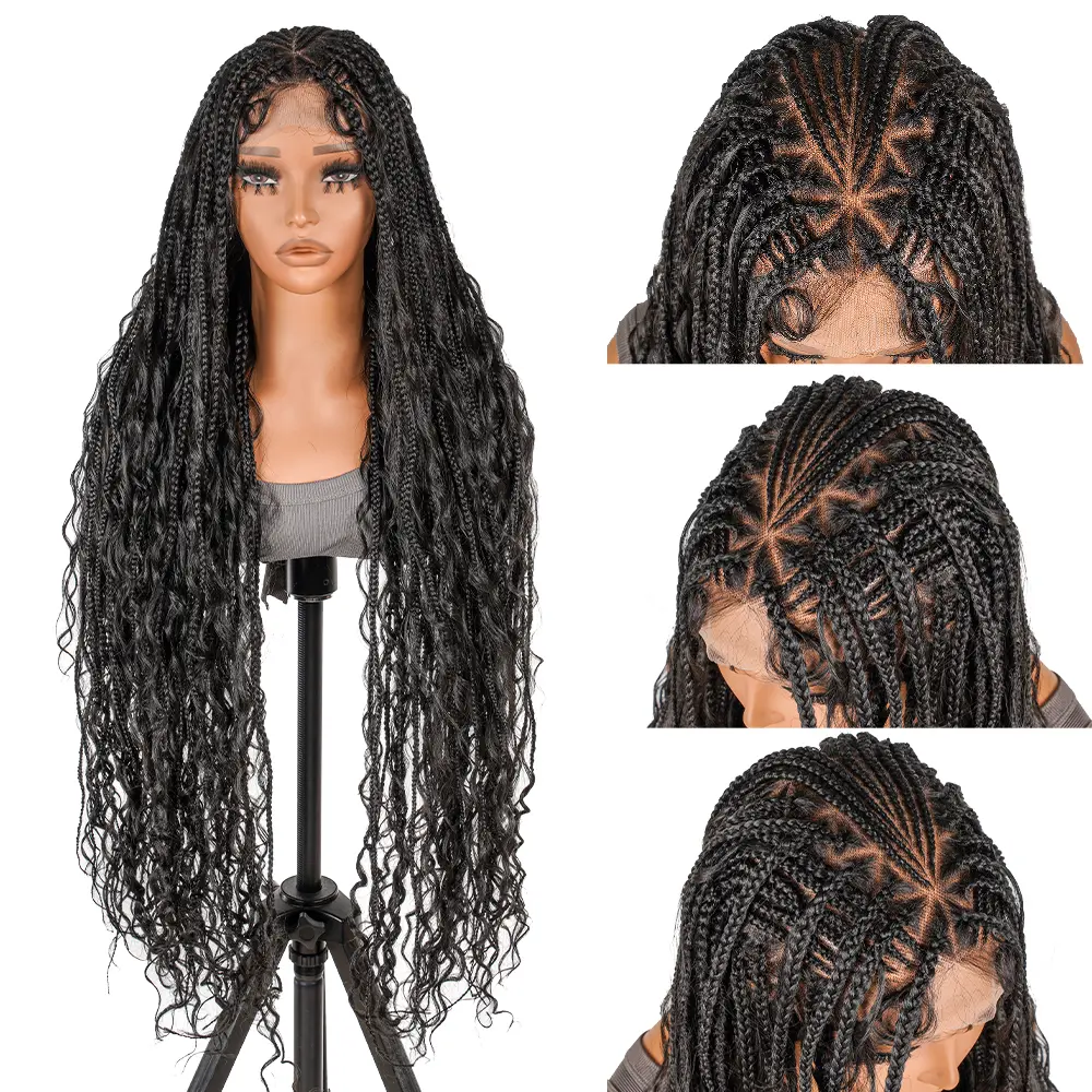 SuperNova #1B 36” Boho Full Lace Braided Wig, Lightweight, Versatile & Trendy, Special Top Design, Perfect for Any Occasion, Effortless Glamour #SummerVibes