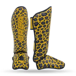 ORCA MMA Shin Pads for Kickboxing, Muay Thai, Sparring & Training Protection Gear Cheeta Design