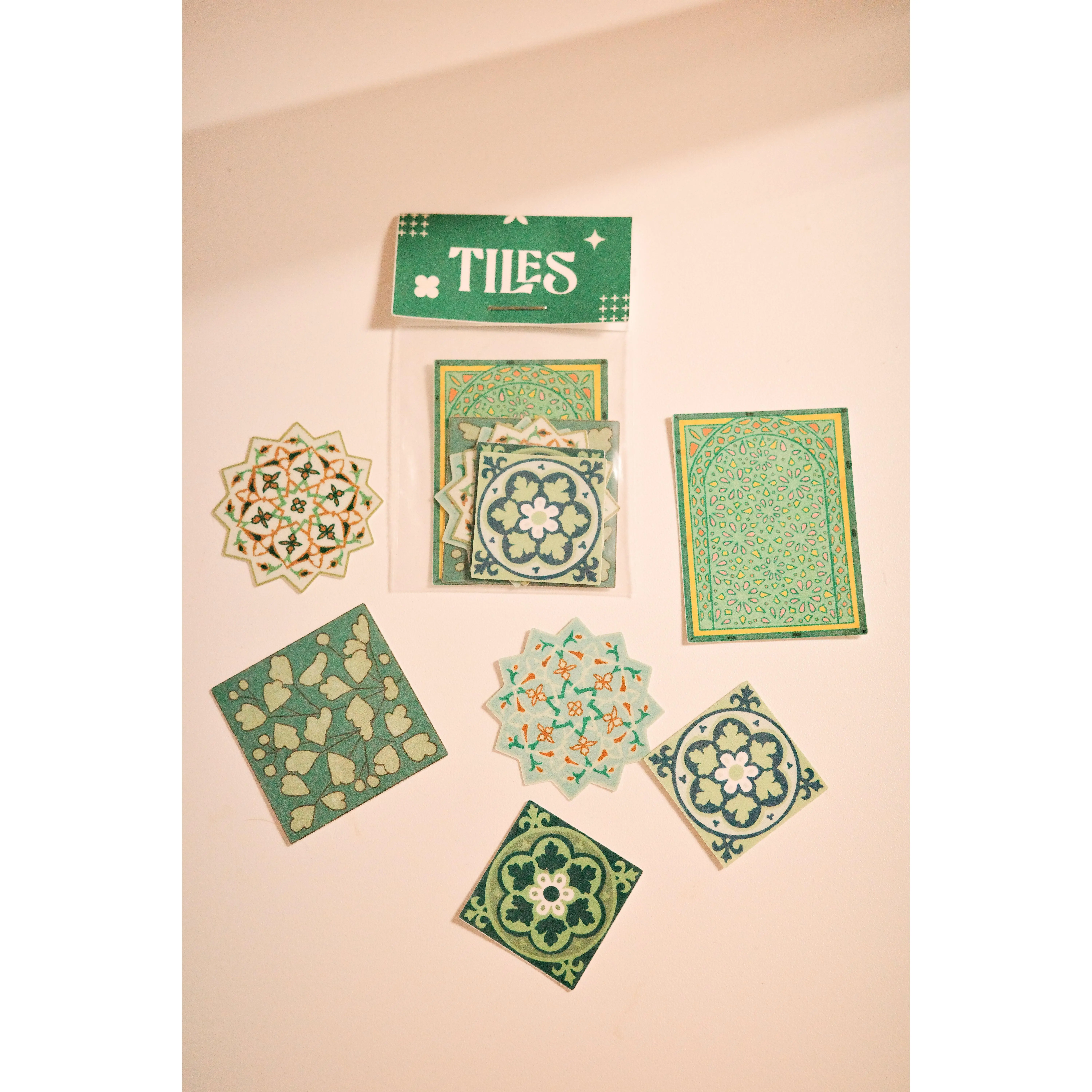 Moroccan Tile Sticker Set – Green & Teal Floral & Geometric Designs