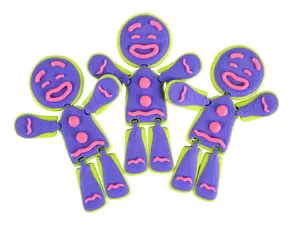 Neon Green and Purple THREE (3) Gingerbread Man Tree Ornament