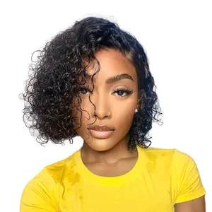 Beautyforever Short Bob Curly HD Invisible Lace Front Wigs 7X5 Side Deep Part Human Hair Wigs For Black Woman Pre Plucked Brazilian Remy Hair Short Deep Wave Transparent Lace Wigs 150%