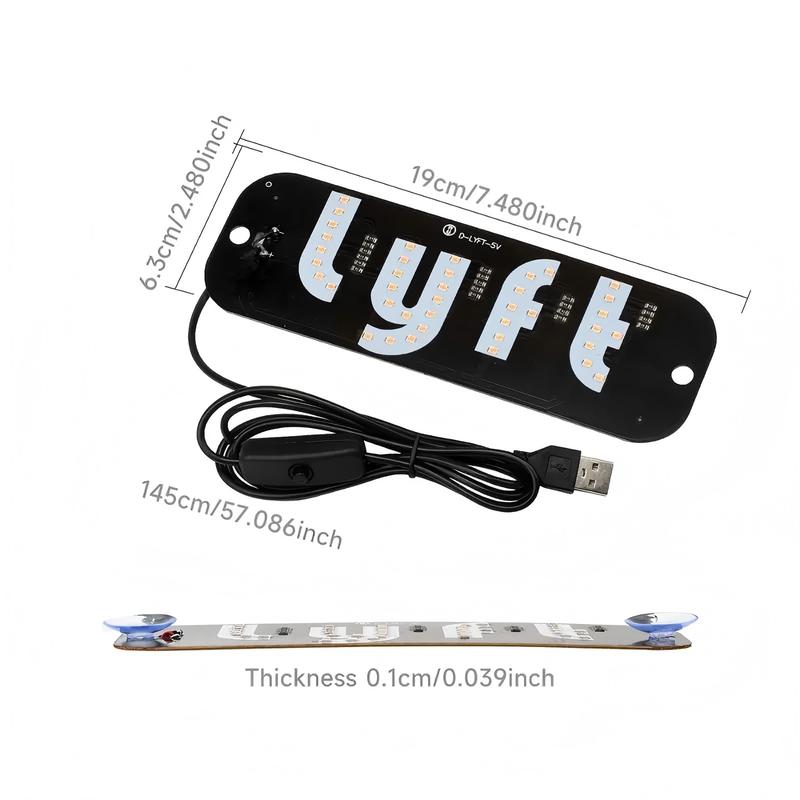 USB LED Car Windshield Light Sign with Suction Cups - Adjustable Brightness Taxi UBER Lyft Sign for Dashboard, Easy Installation Universal Car Accessories with USB Plug for Cars, Trucks, SUVs