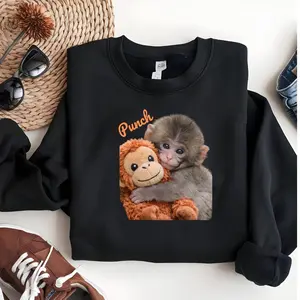 Monkey Punch Sweatshirt, Retro Comic Style Hoodie, Urban Streetwear Graphic Tee