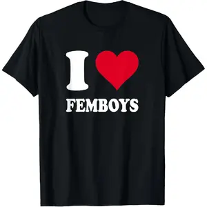 100%cotton Red Heart I Love Femboys T-Shirt
