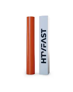 HTVFast HTV Vinyl Rolls Heat Transfer Vinyl - 11.8" x 20' Roll-Flexible & Stretchable PU Material-Easy to Cut, Weed & Transfer w/Heat Press/Home Iron-Works on Plastic, Wood, Ceramic & Fabric (Orange)