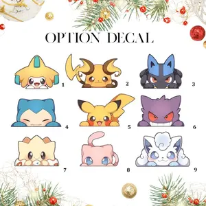 Select Option Anime Car Decal, Waterproof Vinyl Peeker Sticker, Vinyl Decal Anime Sticker for Laptop, Water Bottle, Car, Gamer Gift