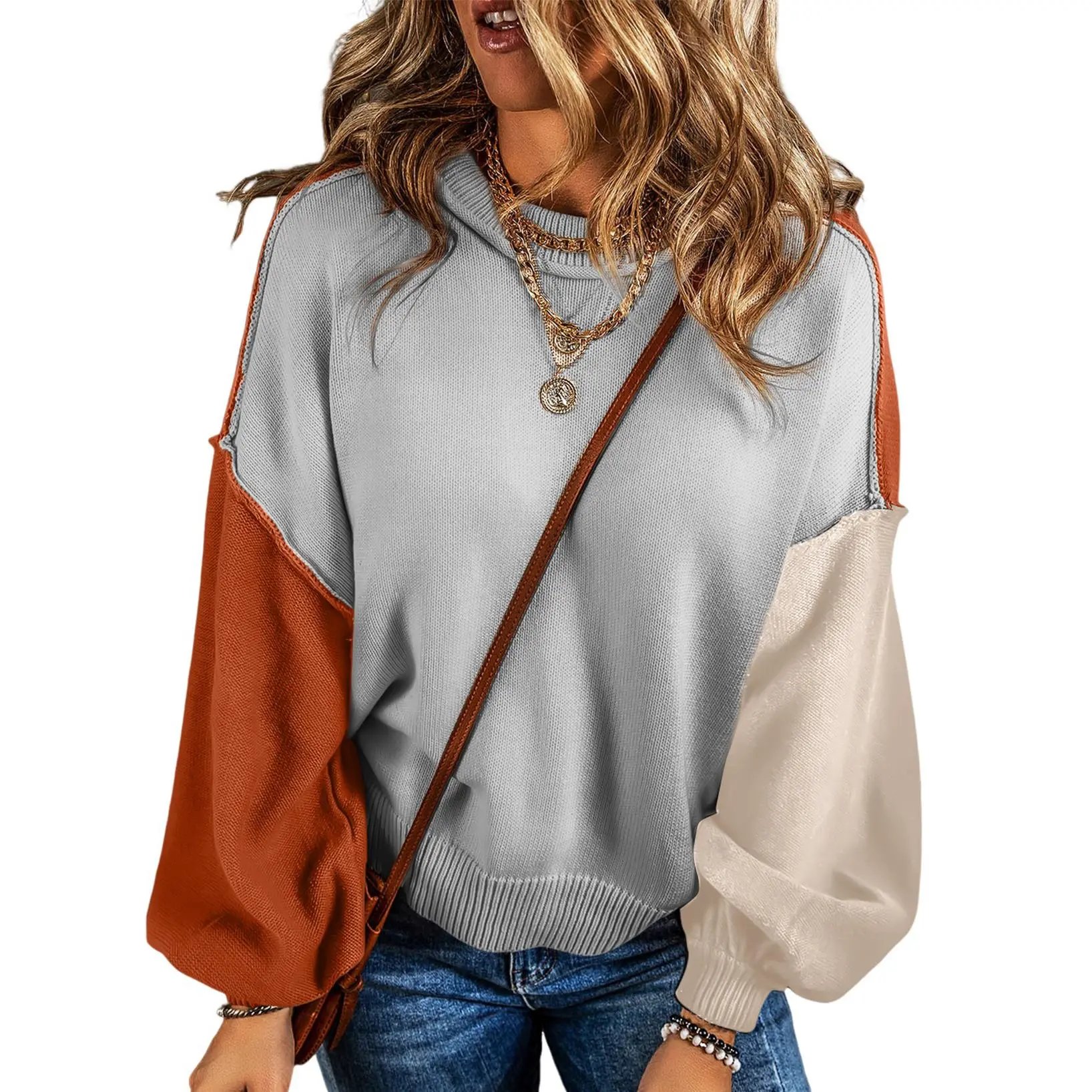 Dokotoo Women's Sweaters Colorblock Crewneck Cotton Long Sleeve Fall Winter Knit Pullover Jumper Tops Dokotoo Women's Sweaters Colorblock Crewneck Cotton Long Sleeve Fall Winter Knit Pullover Jumper Tops