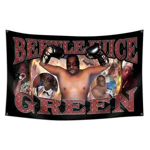 1pc, Beetlejuice Boxing Green, 2*3ft(60*90cm) /3x5ft (90*150cm), 4 Grommets, Single-Sided Printing, for Home, Garden, Room, Dorm, Man cave, Party, Activities, Club, Bar, Decorations, Durable Decorative Tapestry Wall Hanging