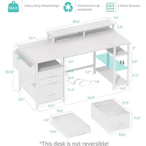 LED Lights Computer Desk with Shelves - Modern Aesthetic Glow, Wide Desktop, Side Shelves, Sturdy Frame, Ideal for Bedrooms & Home Offices