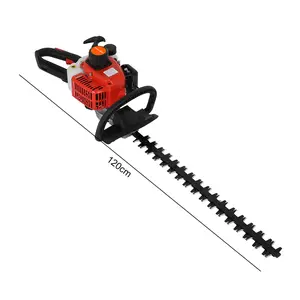 1 Set 24 Inch Fuel-efficient Low Voice High-powered Hedge Trimmer Double Side Blade 26cc Gas Bush Cutter 0.74 kw/7500RPM