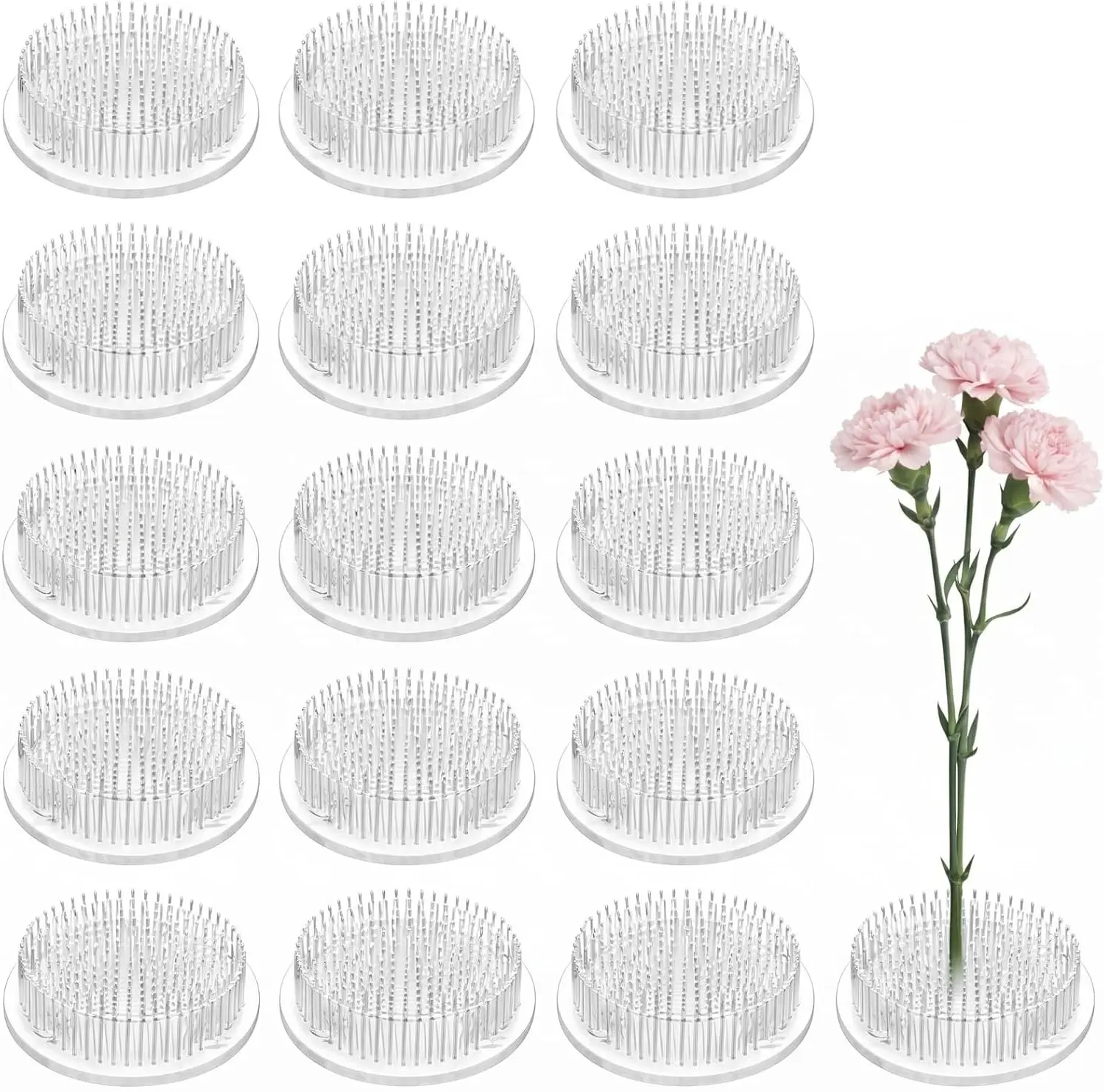 16 Pcs 2.8 in Plastic Flower Frogs for Arrangements, Clear