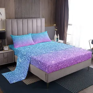 Feelyou Cute Mermaid Print Bedsheet Sets - Pink and Teal Pastel, Deep-Pocket Fitted Sheet Set, Summer Gift for Teens