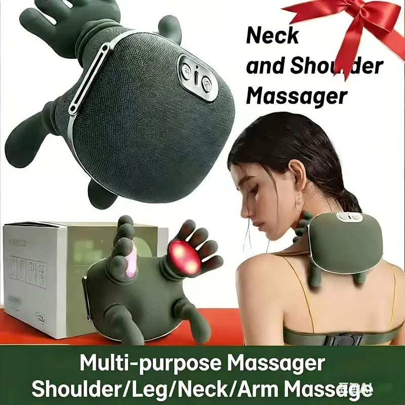 2026 Wireless Shoulder & Neck Massager – Portable 3D Kneading Deep Tissue Cervical Massager with Bionic Hand Heating for Pain Relief, Lightweight Back & Leg Massage Device, Relaxation Gift