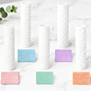 Polymer Clay Texture Roller and Earring Maker - Perfect for DIY Texture Sheets and Fall Crafts, Compatible with 5 Small Clay Cutters, White - Ideal for Halloween Projects