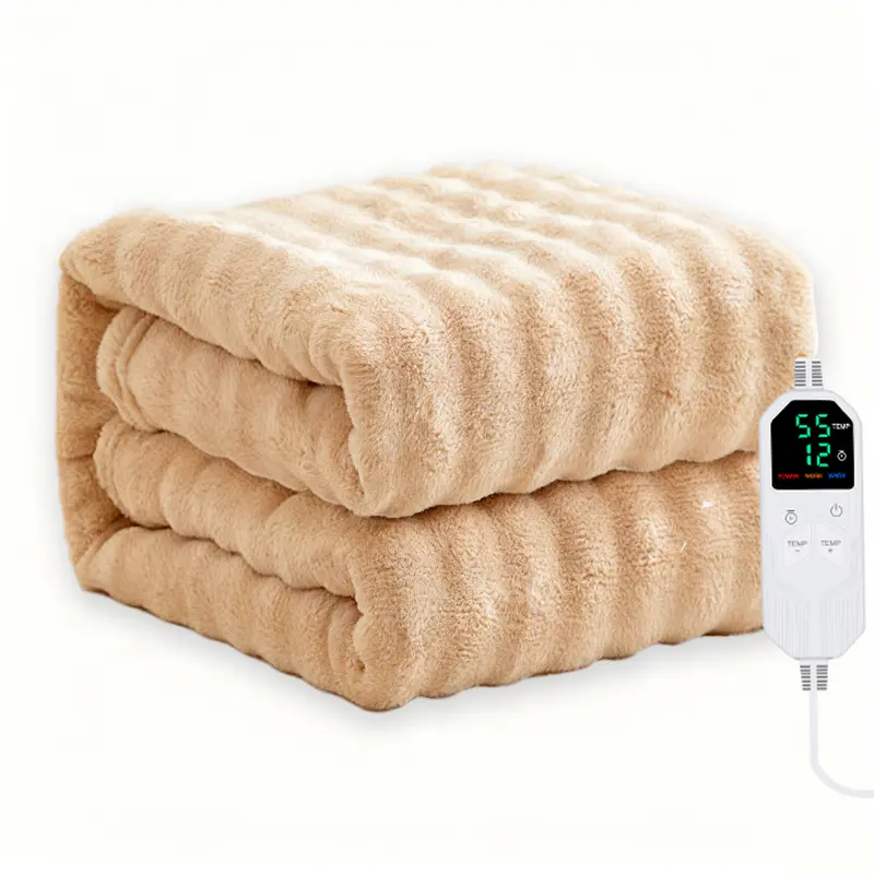KINGTE Electric Heated Blanket Twin Size (62"x84") - Dual-Sided Warm Sherpa & Bubble Plush, 8 Heat Levels, Digital Display, Cozy Style, 6 Hours Auto-Off, Overheat Protection, Machine Washable, Bedroom Christmas Gift for Grandma