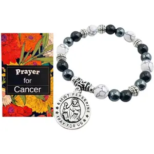 St Peregrine Cancer Prayer Bracelet  Set for Women with Card  Bead  Patron Saint Get Well Soon Chemo Support