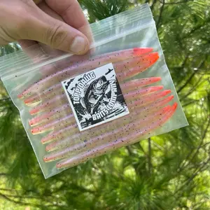 Shine Series- “Tiger Shine” WITH CRAW SAUCE Topp Dawg Baits 5.25” Coreshot Custom Worms