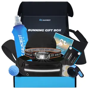Running Gift Box Set for Men & Women – 10 Premium Running Gear Essentials, Includes Running Belt, Waterproof Headlamp, Collapsible Water Bottle, Running Beanie & More – Cool Runner Gifts (Blue)