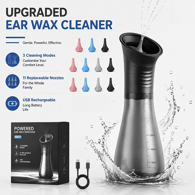 Household Electric Ear Cleaner, Dual Tank Circulation, 3 Water Pressure Settings, Ear Canal Cleaning Care Tool Kit