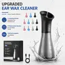 Household Electric Ear Cleaner Kit - Ear Irrigation Kit with Recirculate Rinse, Compact and Upright Design, Dual Tank Circulation, 3 Water Pressure Modes, 11 Replaceable Nozzles, Built-In Batteries for Family Deep Cleaning