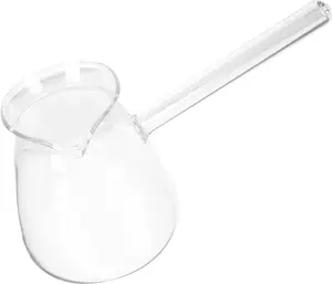 450ml 15oz Borosilicate Glass Turkish Coffee Pot Cezve Ibrik Briki for Electric Stovetop, Clear Milk Warmer and Butter Melter with Side Handle and Spout