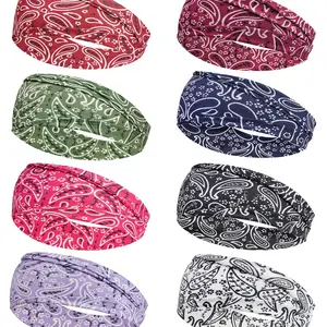 Women's Paisley Yoga Headband, Men's Walnut Fitness Elastic Hair Tie, Sporty Hair Accessory, 1 Piece Pack, Comfortable and Stylish, Workout Headband, Adjustable Headband, Sports Headbands