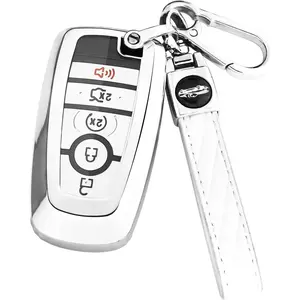For Ford Key Fob Cover with Keychain,Soft TPU Key Case Shell for Ford Explorer Bronco Escape Edge Expedition Mustang F150 F250 F350 F450 F550 Fusion Ranger Lincoln 5 Button Holder