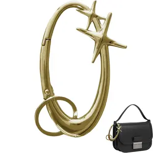 Y2K Five-Pointed Star Metal Carabiner Star Keychain Oval Zinc Alloy Press Spring Buckle Bag Pendant