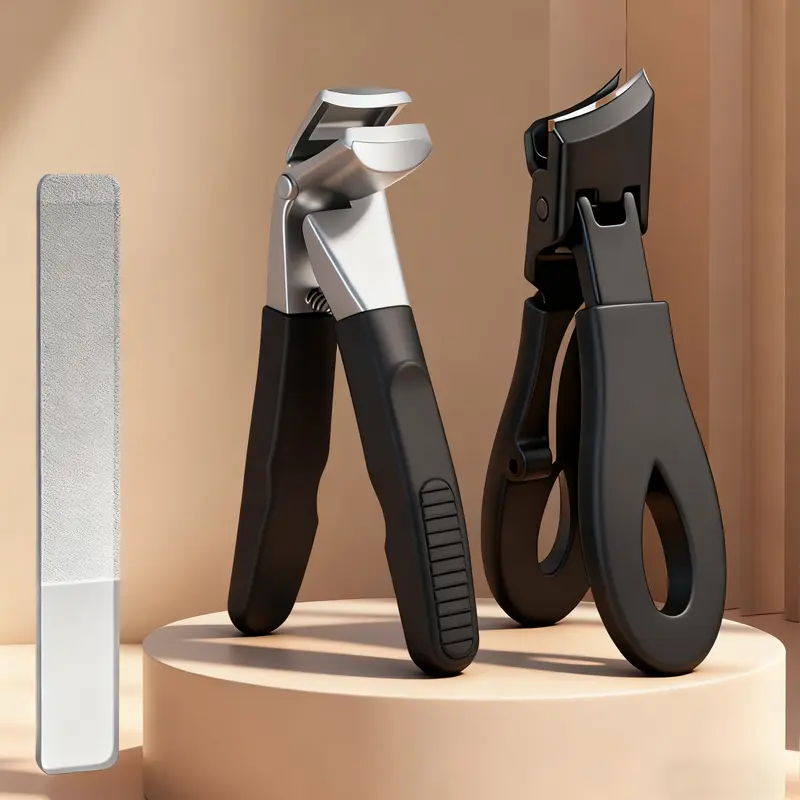 Sloping Nail Clippers Wide Mouth Splash Proof Diagonal Nail Clippers 3 Piece Set Edge Nail Clippers Long Handle Durable Anti Skid for Men and Women Manicure