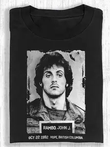 RAMBO FIRST BLOOD Printed Design Unisex Vintage Crew Neck Regular Fit Cotton Fabric Casual Comfort Breathable Short Sleeve Funny T-shirts Fashion Men&Women's Top for Daily Wear 091603
