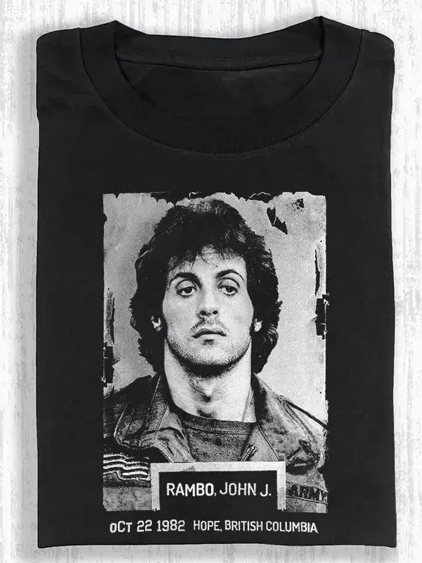 RAMBO FIRST BLOOD Printed Design Unisex Vintage Crew Neck Regular Fit Cotton Fabric Casual Comfort Breathable Short Sleeve Funny T-shirts Fashion Men&Women's Top for Daily Wear 091603