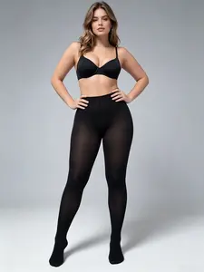 Plus Size Curvy Fashionable High-Waist Full-Length Pantyhose, All-Over Print, Slim-Fitting, Non-Glare Stocking, Versatile for Any