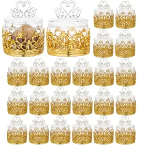 For Parties, Baby Showers, Weddings & Birthdays, Creative Candy Packing Solution, 24 Mini Crown Candy Boxes, Electroplated Gold & Silver Plastic, Effortlessly Create Royal Style Party, Party Candy Box Supplies